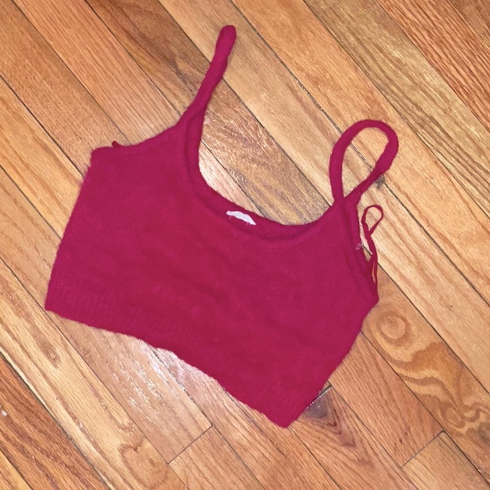 Fuzzy hot pink crop top